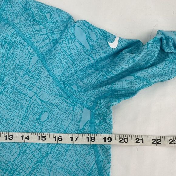 Nike Pro Combat Dri Fit Womens Fitted Long Sleeve Blue Fleece Lined Workout Top - Picture 9 of 9